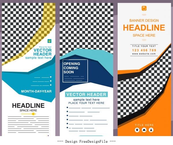 Corporate posters templates colorful modern vertical shape vector