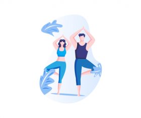 Couple yoga cartoon vector