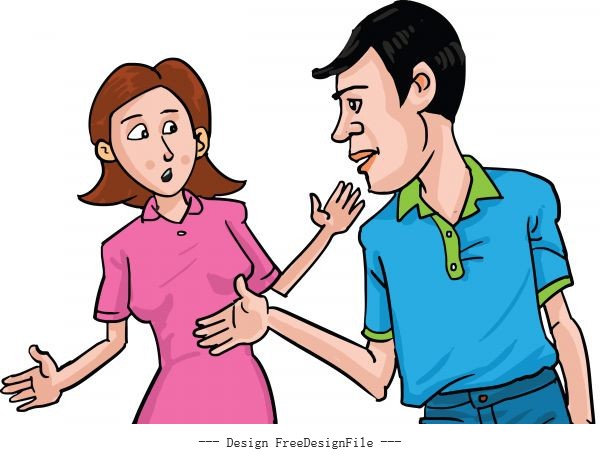 Couple discussion cartoon illustration vector