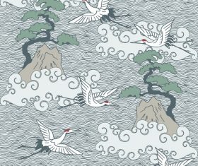 Cranes pattern background vector