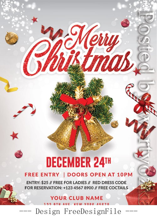 Crearive Merry Christmas Poster and Flyer PSD Template