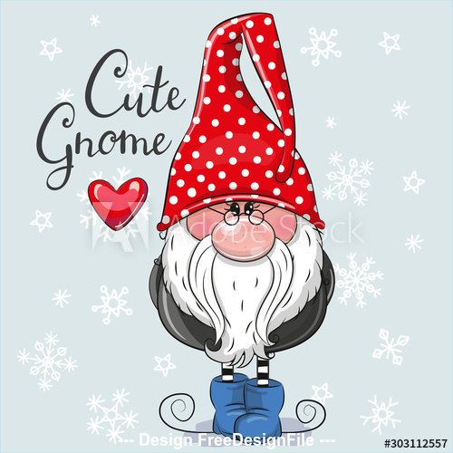 Cute cartoon gnome vector