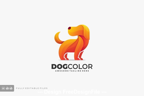 Cute dog colorful logo template vector