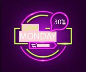 Cyber monday concept with neon background vector