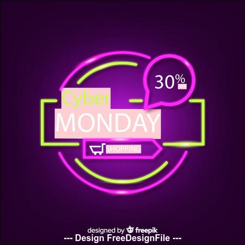 Cyber monday concept with neon background vector