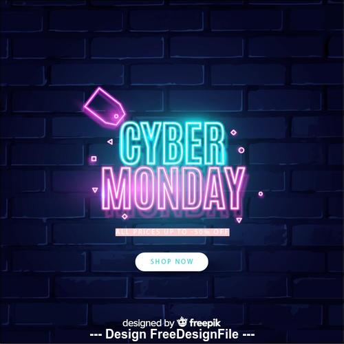 Cyber monday concept with neon design vector 01