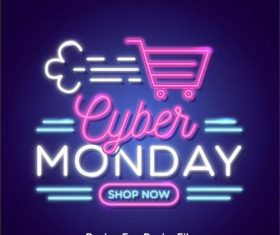 Cyber monday concept with neon design vector 02