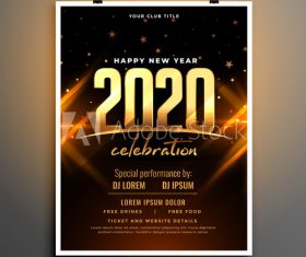 Dark black gold new year party cover flyer vector