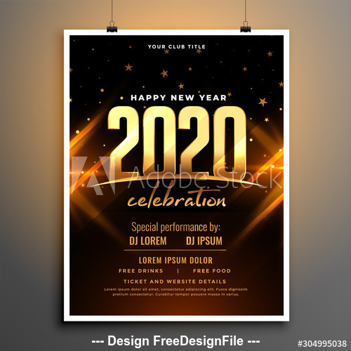 Dark black gold new year party cover flyer vector