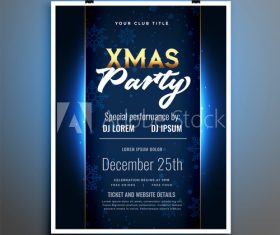 Dark blue background christmas party flyer vector