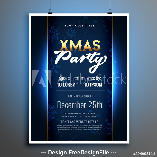 Dark blue background christmas party flyer vector