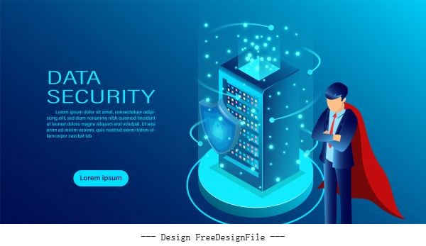 confidentiality and data privacy protection concept with a shield and lock flat isometric illustration vector