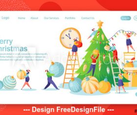 Decorative christmas tree flat character website layout vector