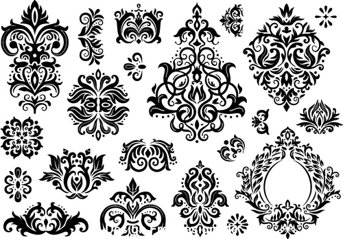 Decorative flower silhouette vector in different styles 01