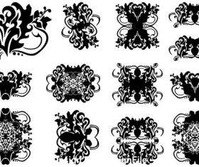 Decorative flower silhouette vector in different styles 02