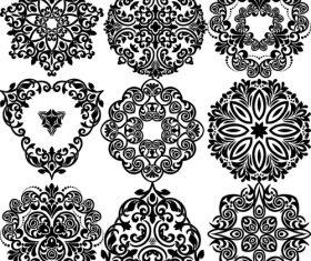 Decorative flower silhouette vector in different styles 03