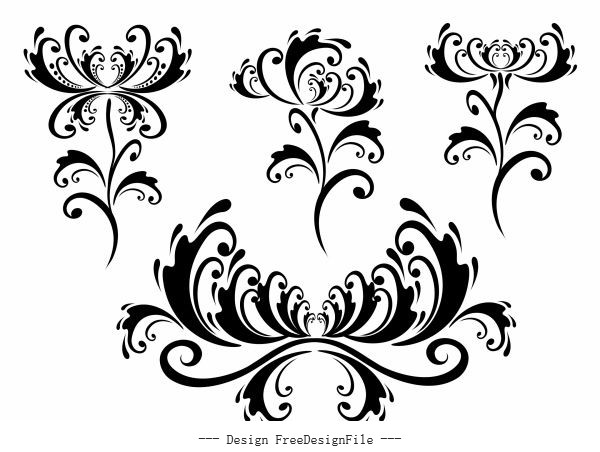 Decorative flora templates classical symmetric curves vector