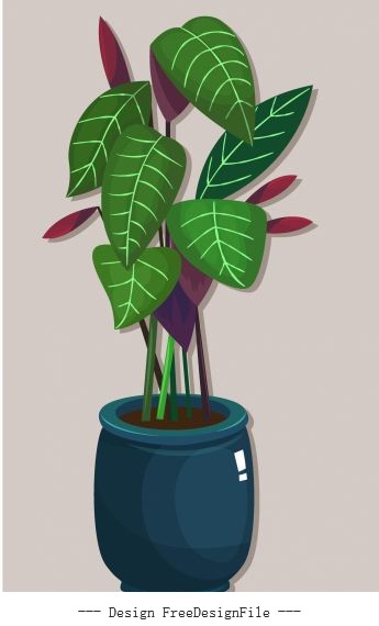 Decorative plant pot painting shiny colored vector