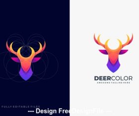 Deer abstract colorful with grid logo template vector