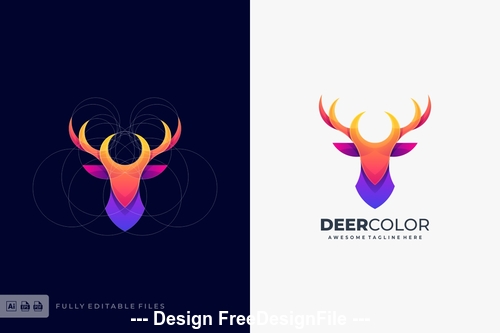 Deer abstract colorful with grid logo template vector