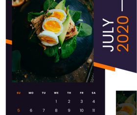 Delicious food 2020 calendar vector