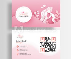 Design pink background wedding business cards vector