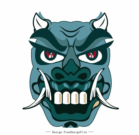 Devil mask horrible horned fang face vector
