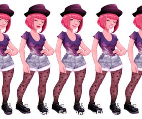Different expressions girl vector