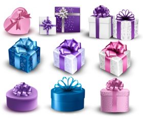 Different ribbon packing box gift vector