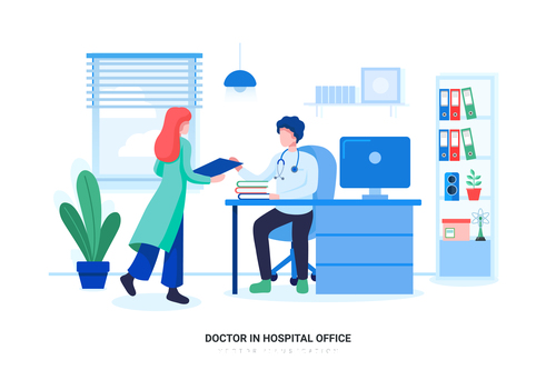 Doctor in hospital office vector