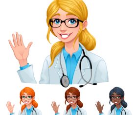 Doctor with different hair and skin colors vector