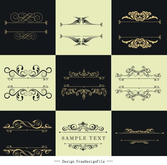 Document decorative templates european symmetric curves vector