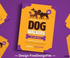 Dog walker flyer vector