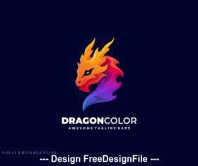 Dragon color gradient logo template vector