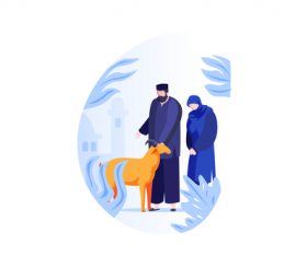Eid al adha couple cartoon vector 01