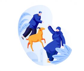 Eid al adha couple cartoon vector 02