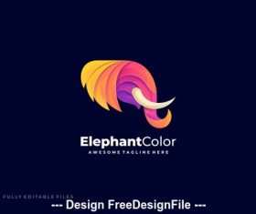 Elephant head colorful gradient logo template vector