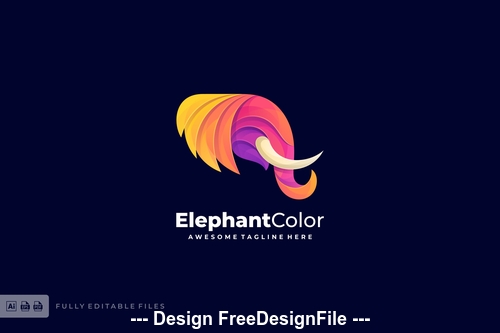 Elephant head colorful gradient logo template vector