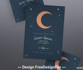 Event poster layout with moon illustration vector
