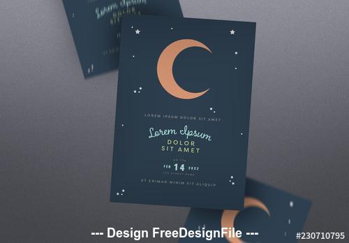 Event poster layout with moon illustration vector