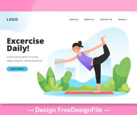 Excercise daily cartoon illustration vector