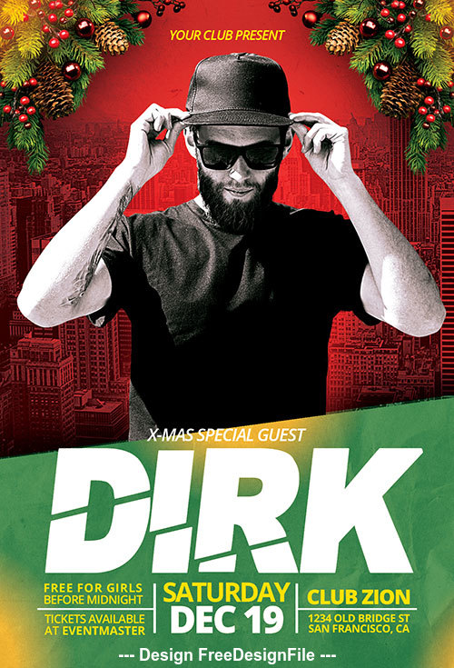 Exclusive Xmas Dj Party Flyer Psd Template Free Download