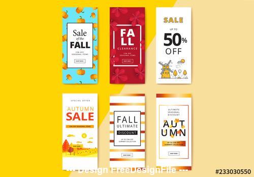 Fall sale mobile banner vector