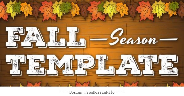 Fall leaf and wood background template for thanksgiving cards vector