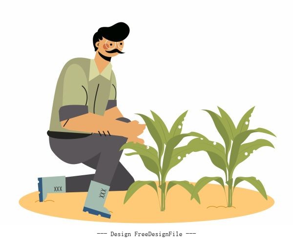 Farmer man growing tree cartoon character vector