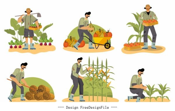 Farming work cartoon characters vector free download
