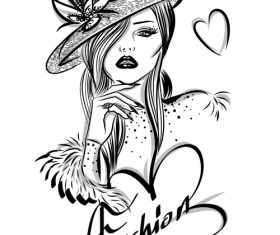 Fashion brand girls silhouette with accessories vector