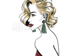 Fashion elegant girl silhouette accessories vector