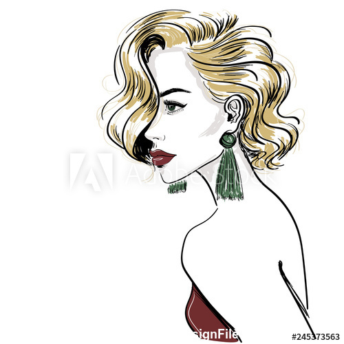 Fashion elegant girl silhouette accessories vector