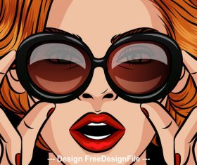 Fashion girl vintage style vector
